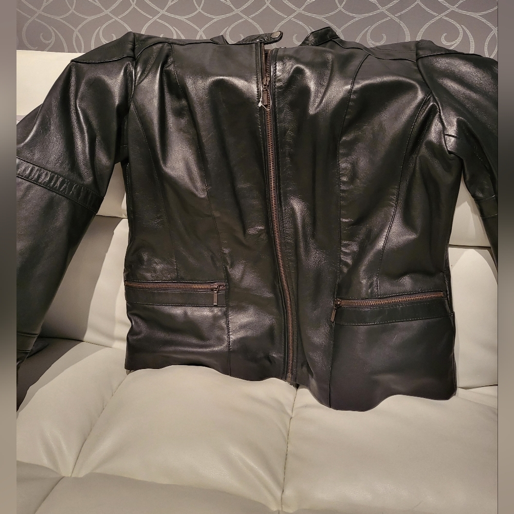 Brand new, without tags David Moore, Ladies Plus Size Black Leather jacket. 2X.